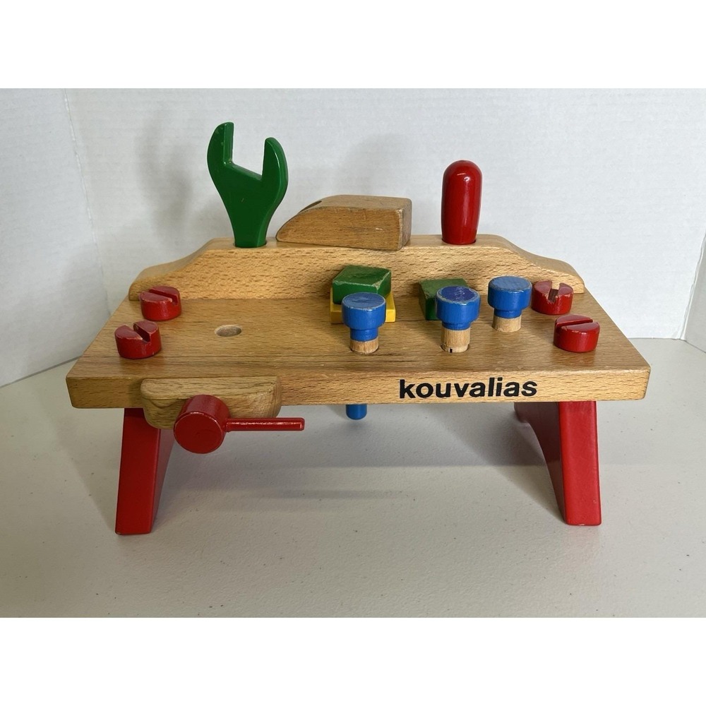 Rare Vintage 1970s Kouvalias Wooden Workbench Toy β Made in Greece ββ MCM